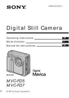 Sony MVC FD 5 manual. Camera Instructions.